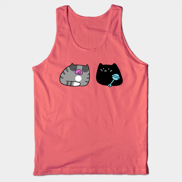 Black Kitten and Gray Tabby Kitten Tank Top by saradaboru